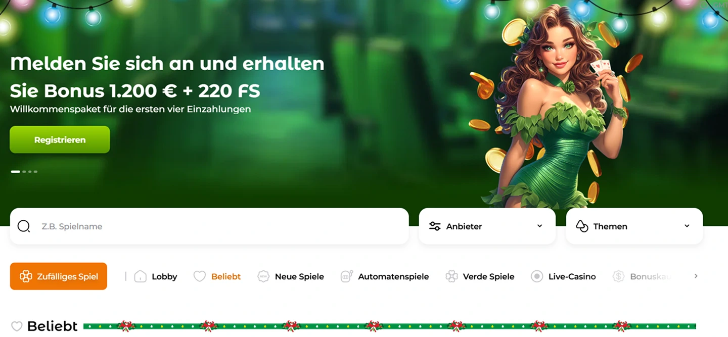 Verde Casino Desktop Banner mit Angeboten